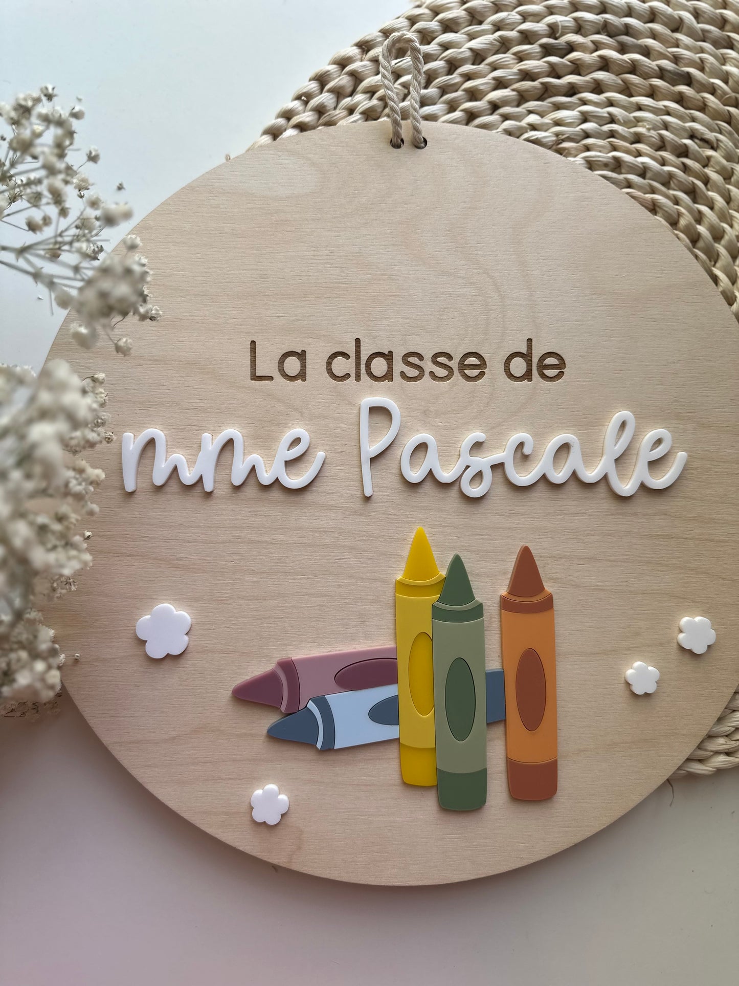 Bannière personnalisée pour enseignants/éducateurs - crayons de cire