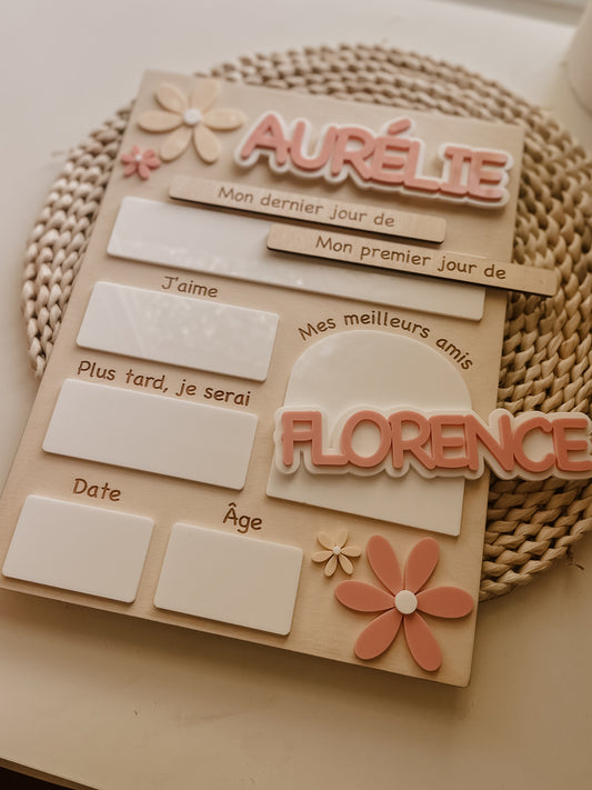 Affiche personnalisée mon premier/dernier jour de - fleurs