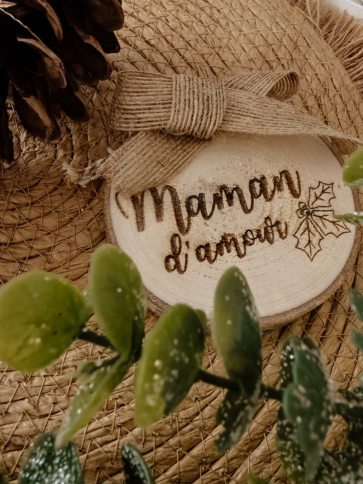 Ornement sur rondin - maman
