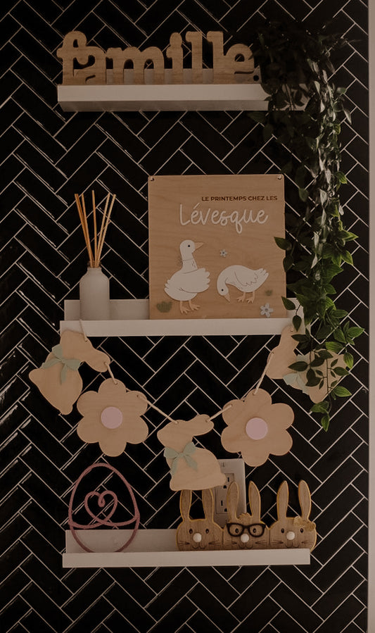 Guirlande printanière - Fleurs et lapins