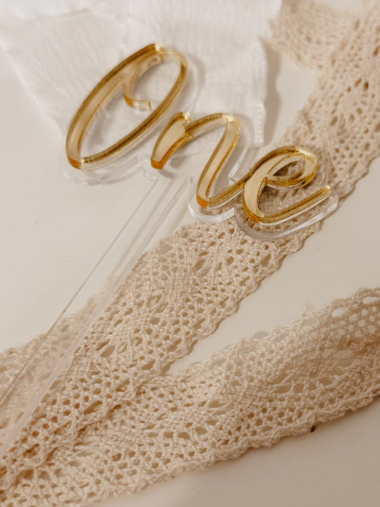 Cake topper ONE - Doré