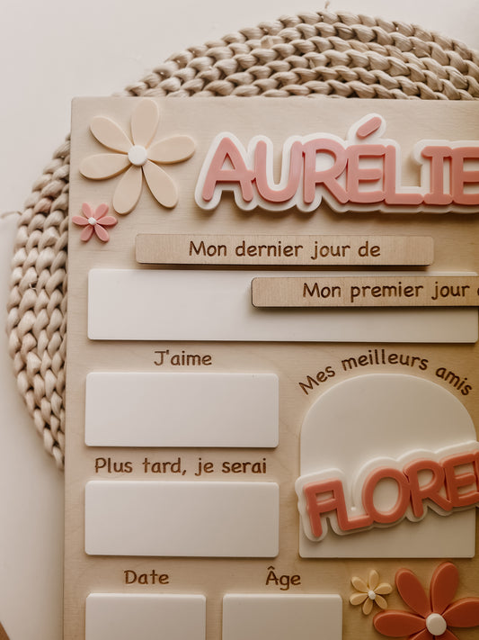 Affiche personnalisée mon premier/dernier jour de - fleurs