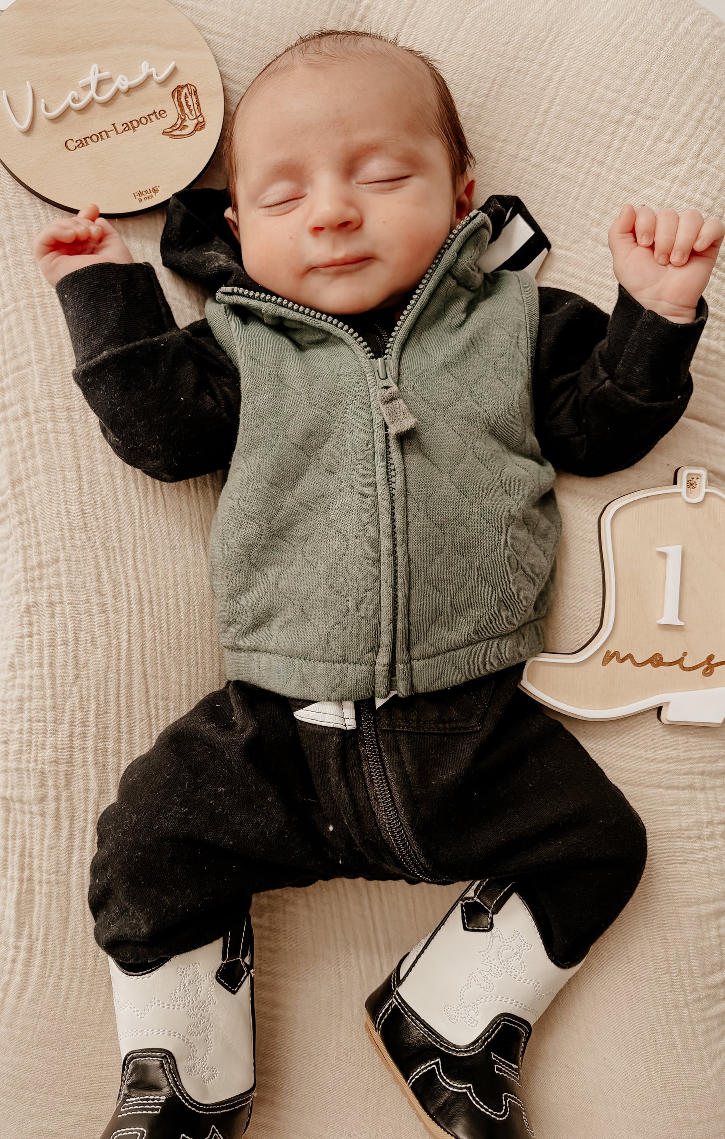 Plaque de naissance personnalisée - western