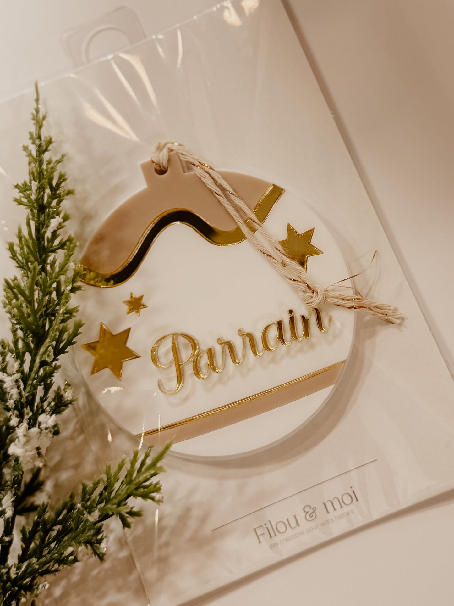 Ornement de Noël parrain - prêt à partir