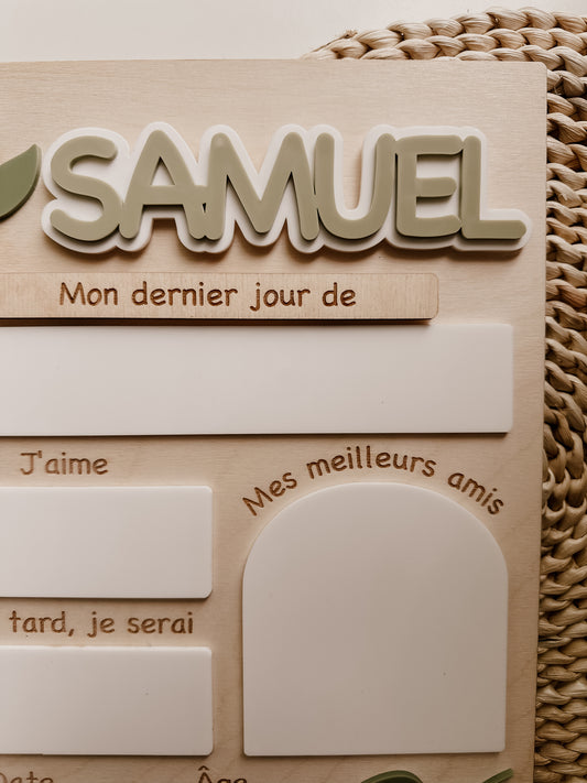 Affiche personnalisée mon premier/dernier jour de - feuilles