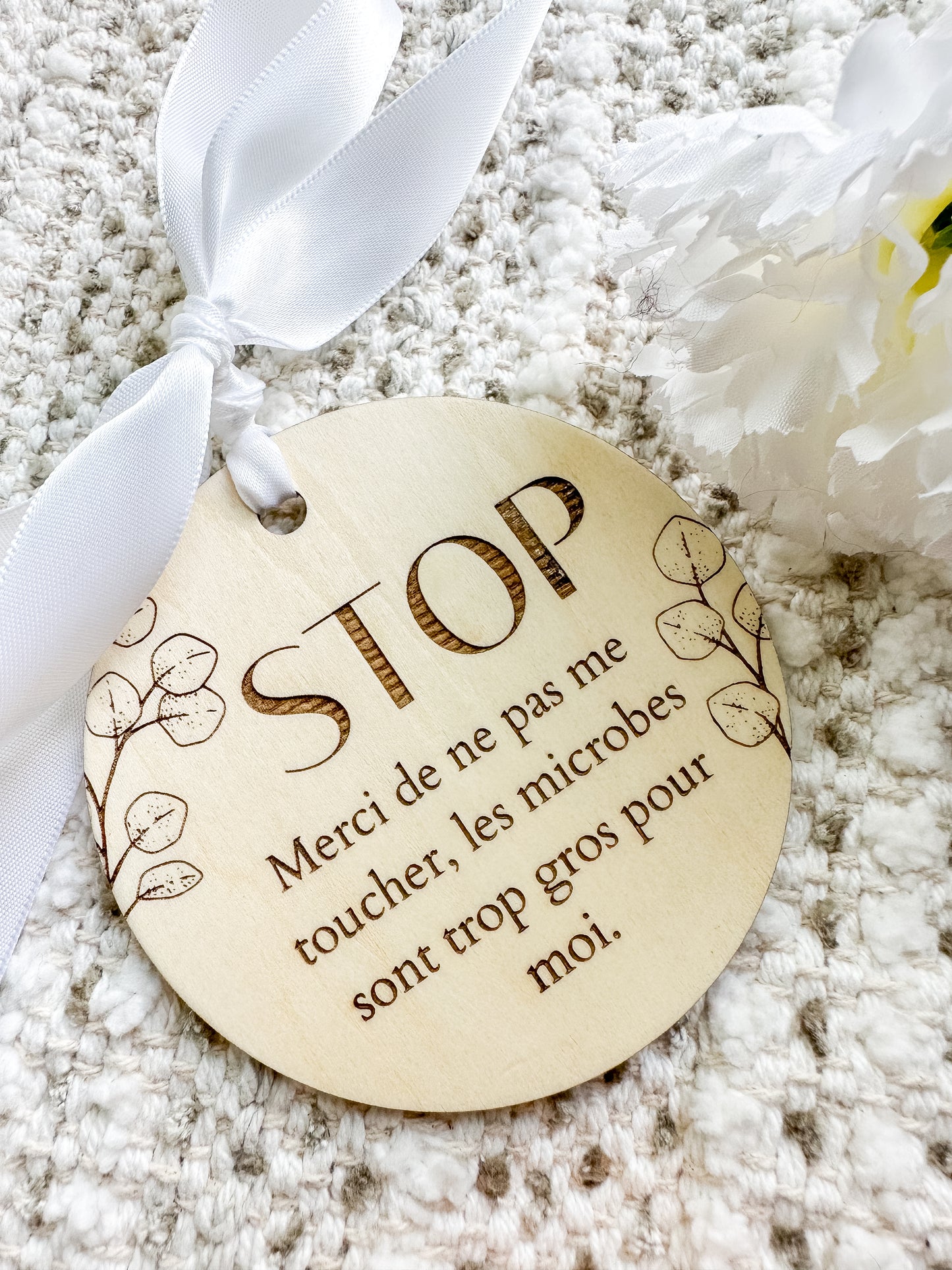 Affiche; STOP; ne pas me toucher - Eucalyptus