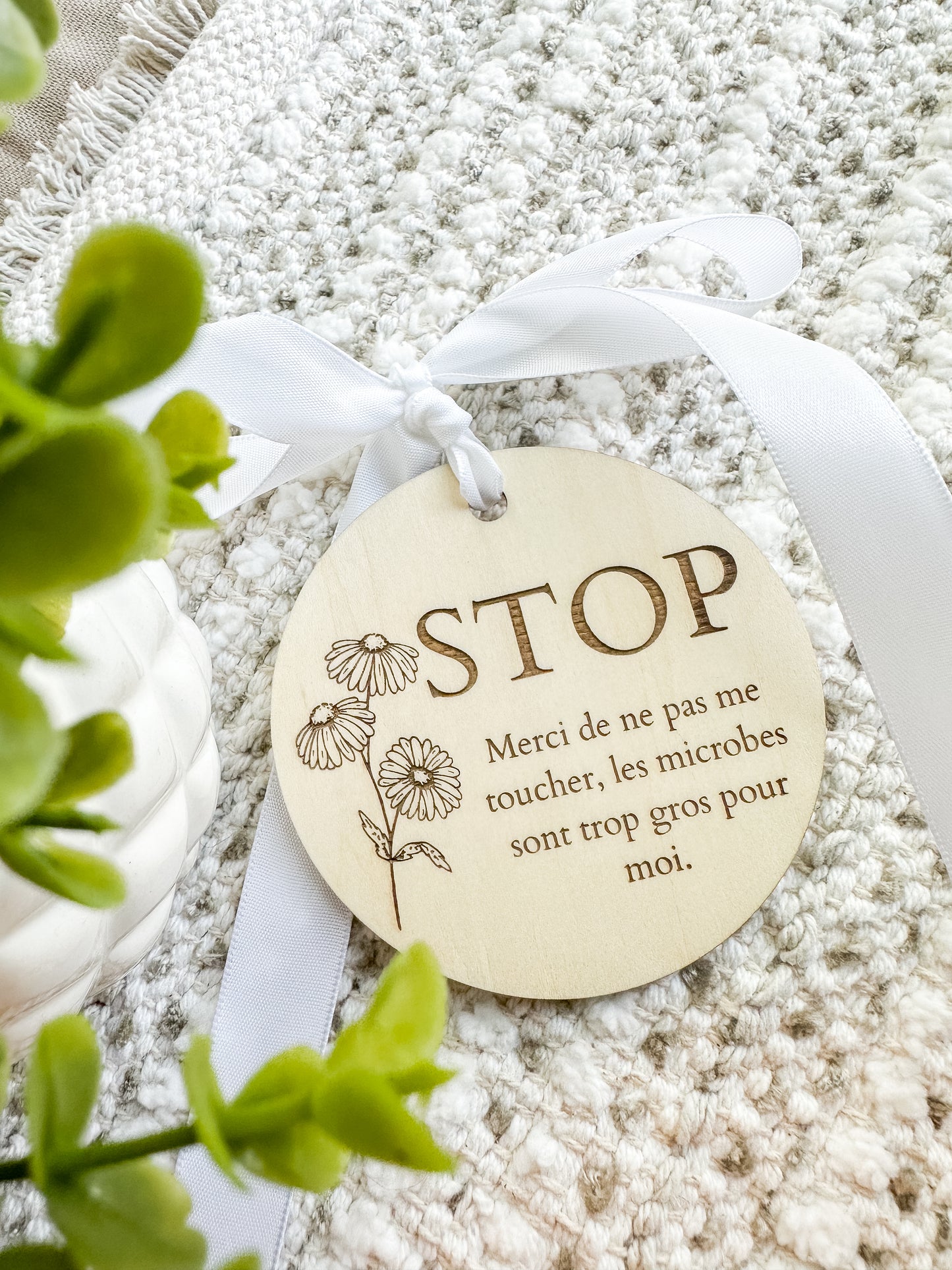 Affiche; STOP; ne pas me toucher - Marguerites