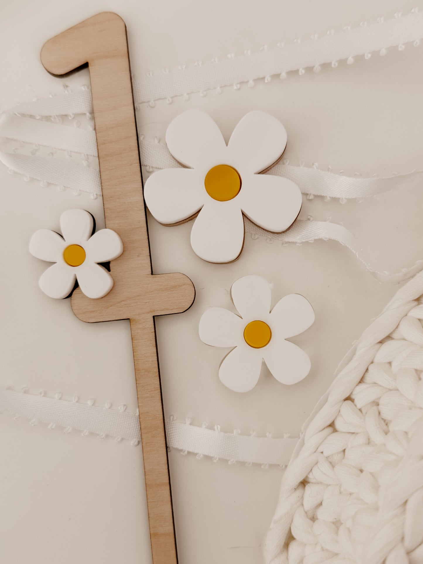 Cake topper ONE - Thématique fleurs