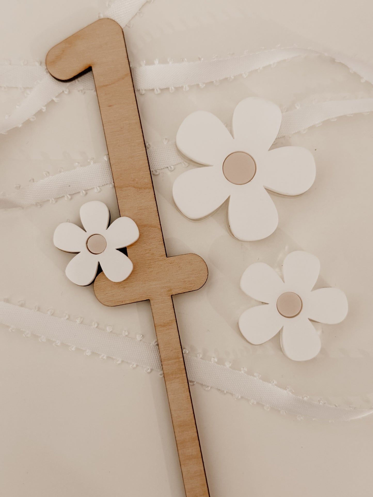 Cake topper ONE - Thématique fleurs