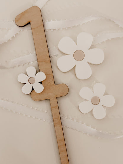 Cake topper ONE - Thématique fleurs