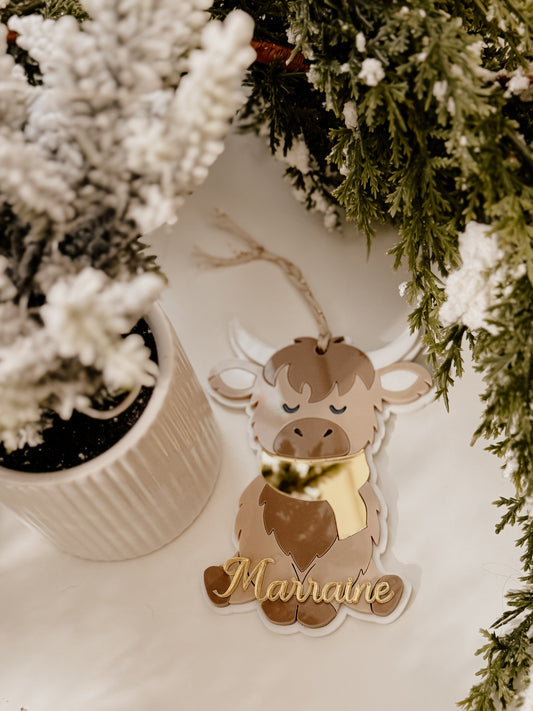 Ornement de Noël vache - personnalisable