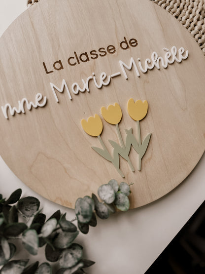 Bannière personnalisée pour enseignants/éducateurs - tulipes