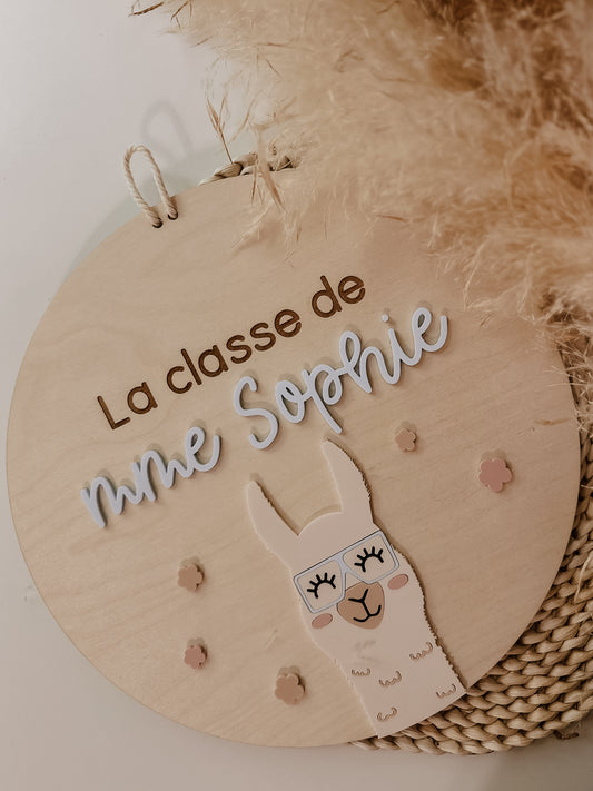 Bannière personnalisée pour enseignants/éducateurs - lama