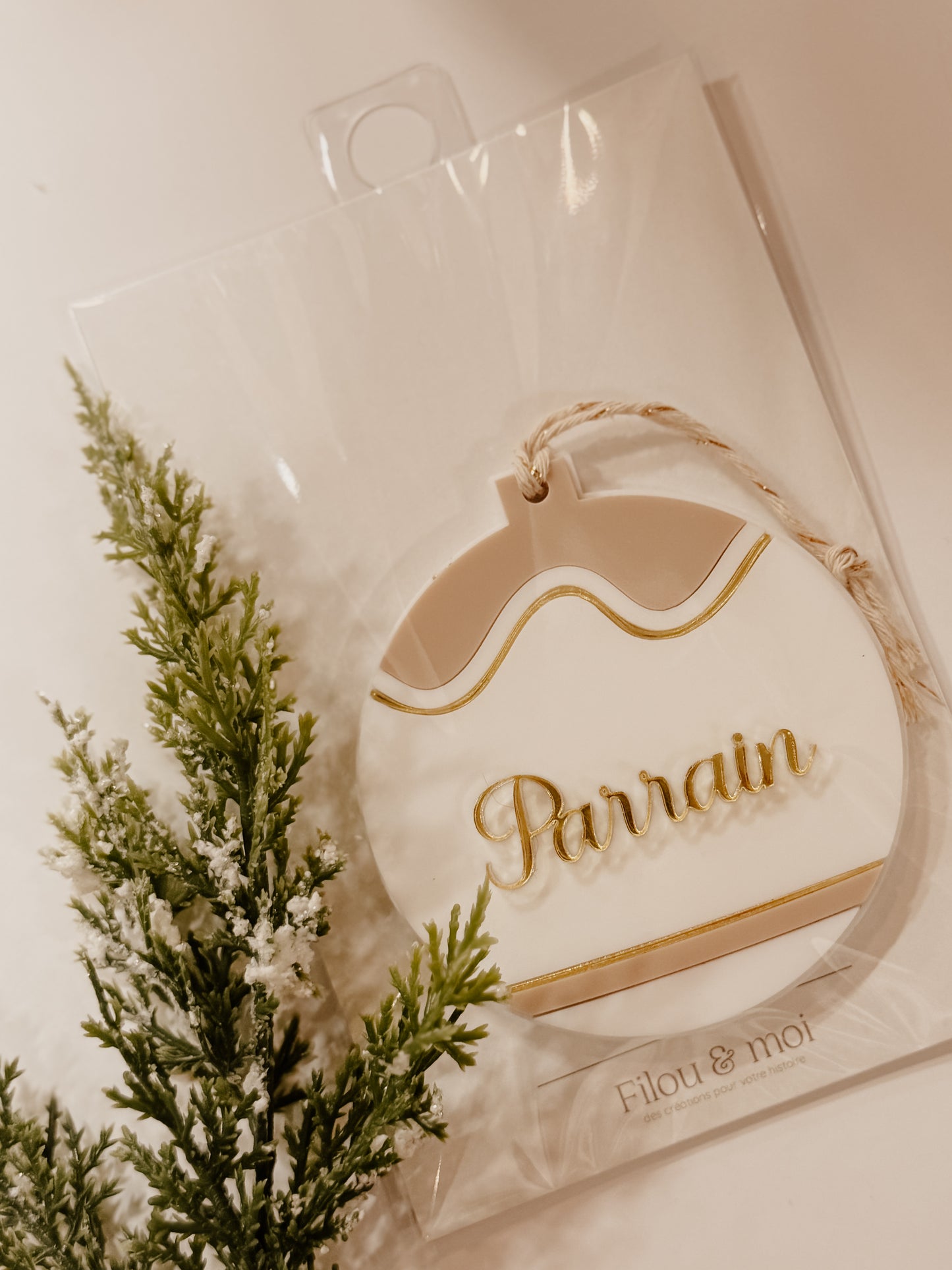 Ornement de Noël parrain - prêt à partir