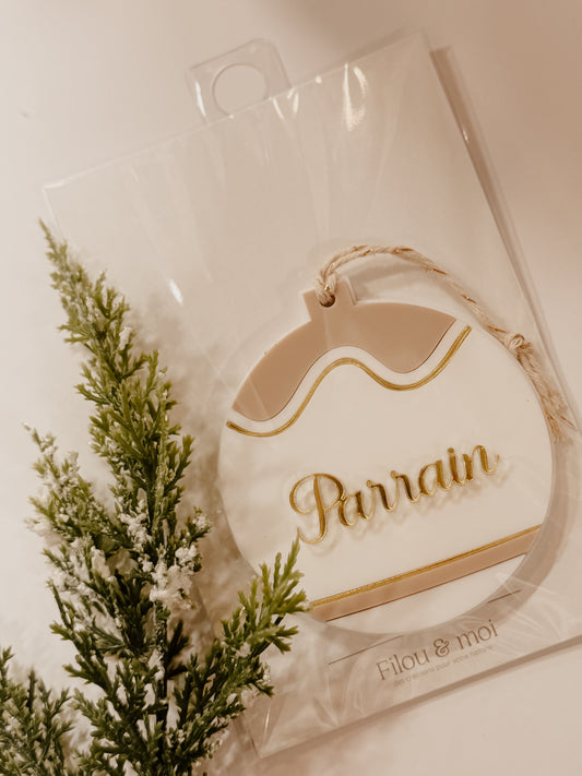 Ornement de Noël parrain - prêt à partir