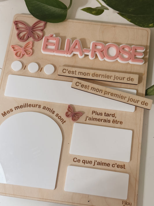 Affiche personnalisée mon premier/dernier jour de - papillons