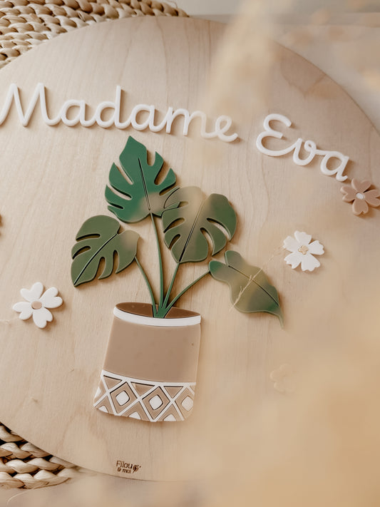 Bannière personnalisée pour professeur/éducateur - monstera