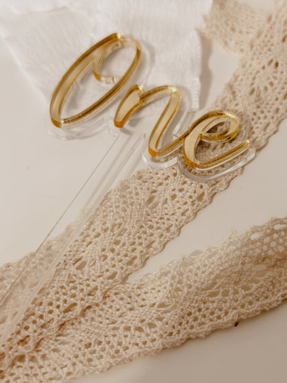 Cake topper ONE - Doré