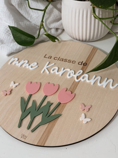 Bannière personnalisée pour enseignants/éducateurs - tulipes