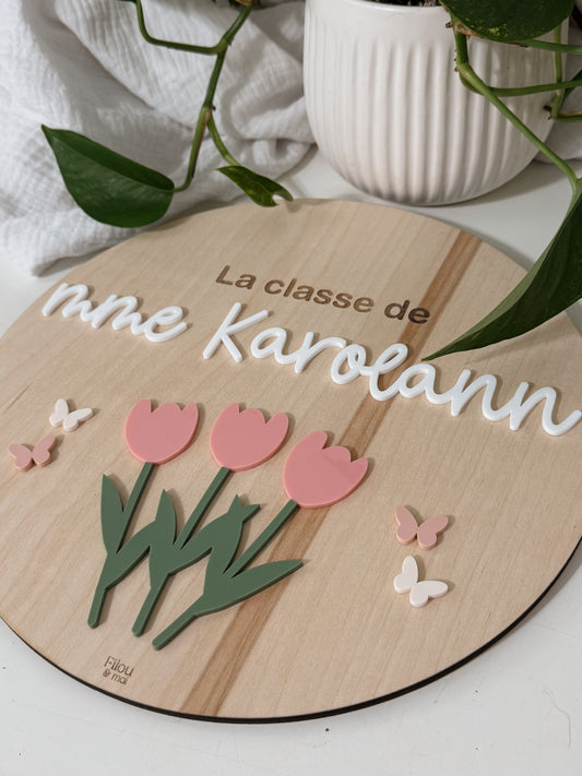 Bannière personnalisée pour enseignants/éducateurs - tulipes