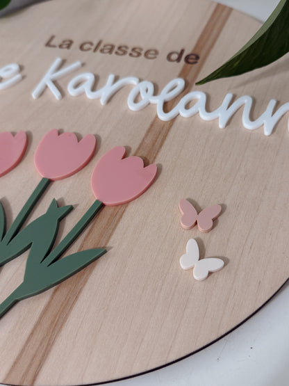 Bannière personnalisée pour enseignants/éducateurs - tulipes