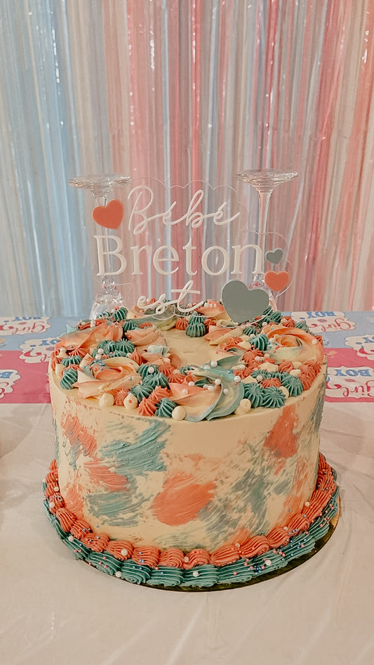 Cake topper - Thématique révélation bébé