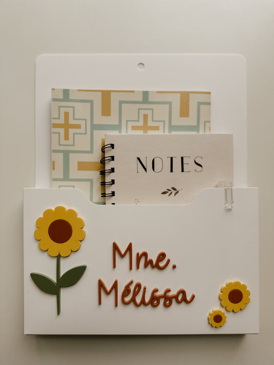 Porte document aimanté - fleurs