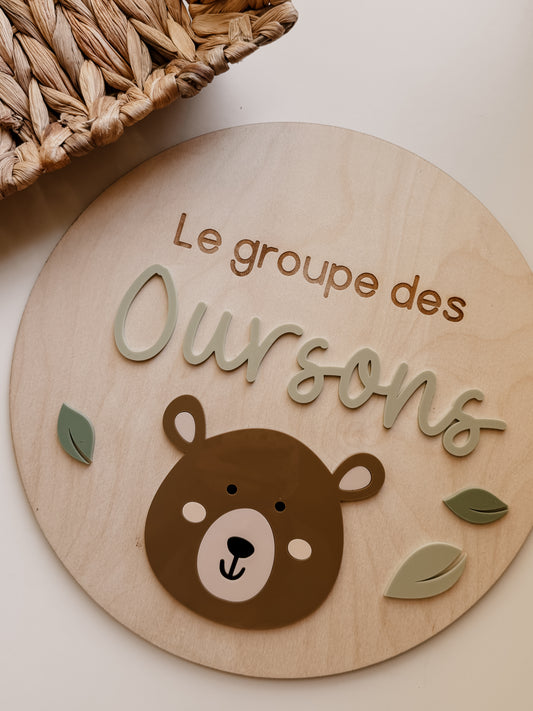 Bannière personnalisée pour enseignants/éducateurs - Ourson