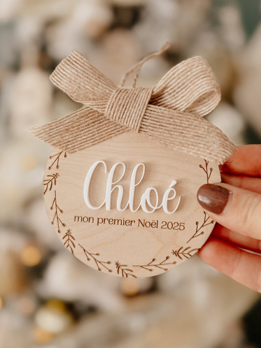 Ornement " Mon premier Noël en bois"  - personnalisable